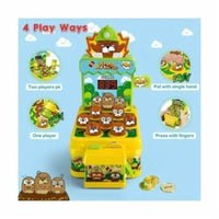 Whac-a-Mole game with four play modes: single player, two-player, pat with single hand, and press with fingers