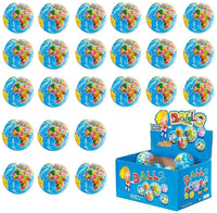 Set of colorful world map globe toy balls for educational play and learning.