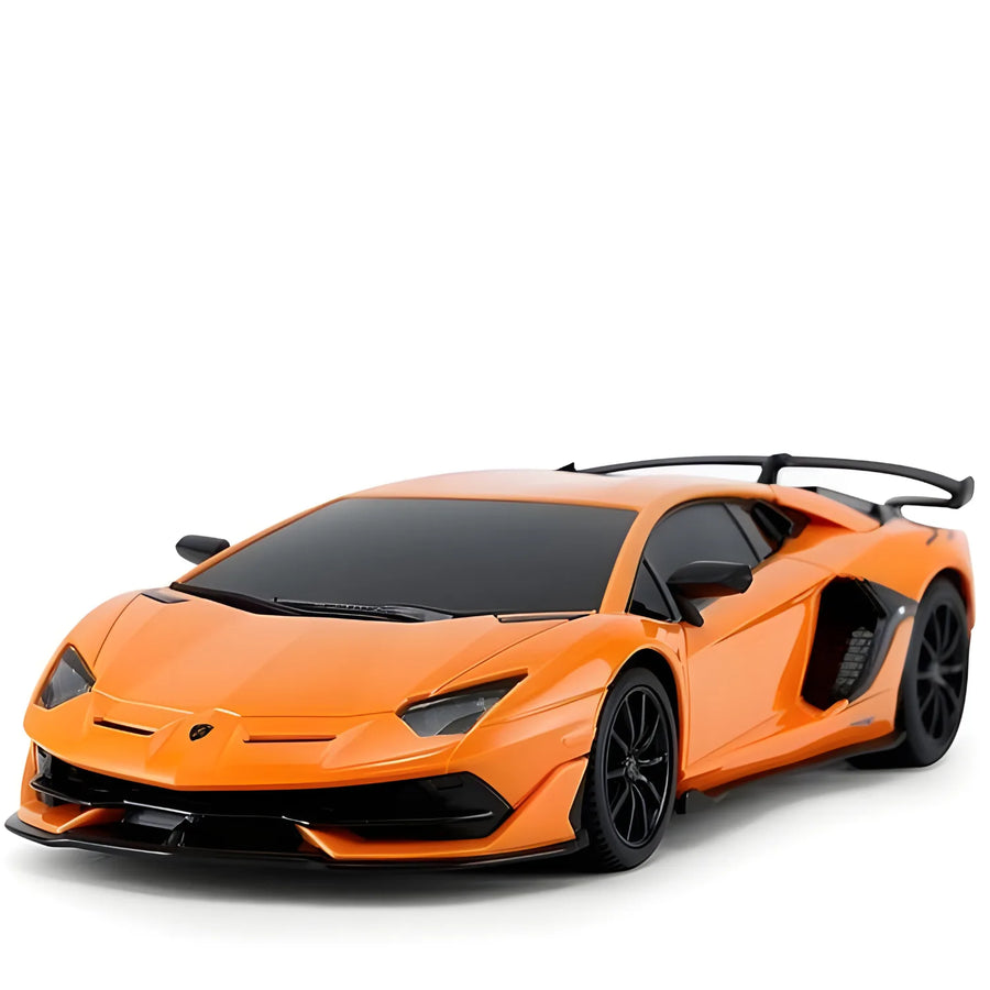 Orange sports car on a white background