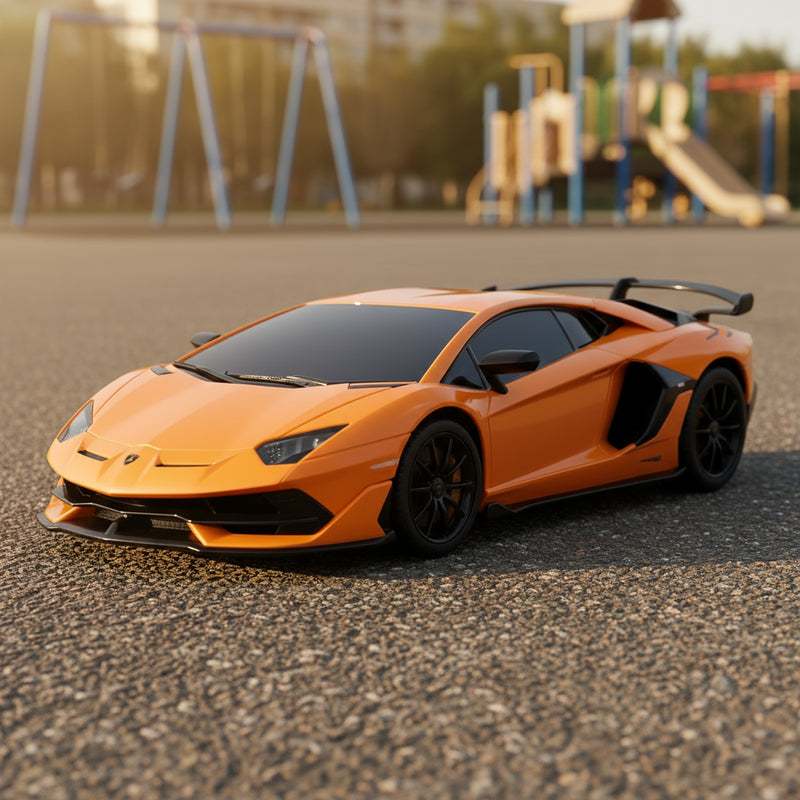 Orange sports car on a white background