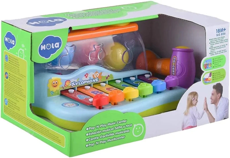Packaging of the xylophone piano toy, suitable for children aged 18 months and up